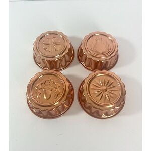 Vintage MCM Copper Miniature Aluminum Dessert Molds Decor Set of 4